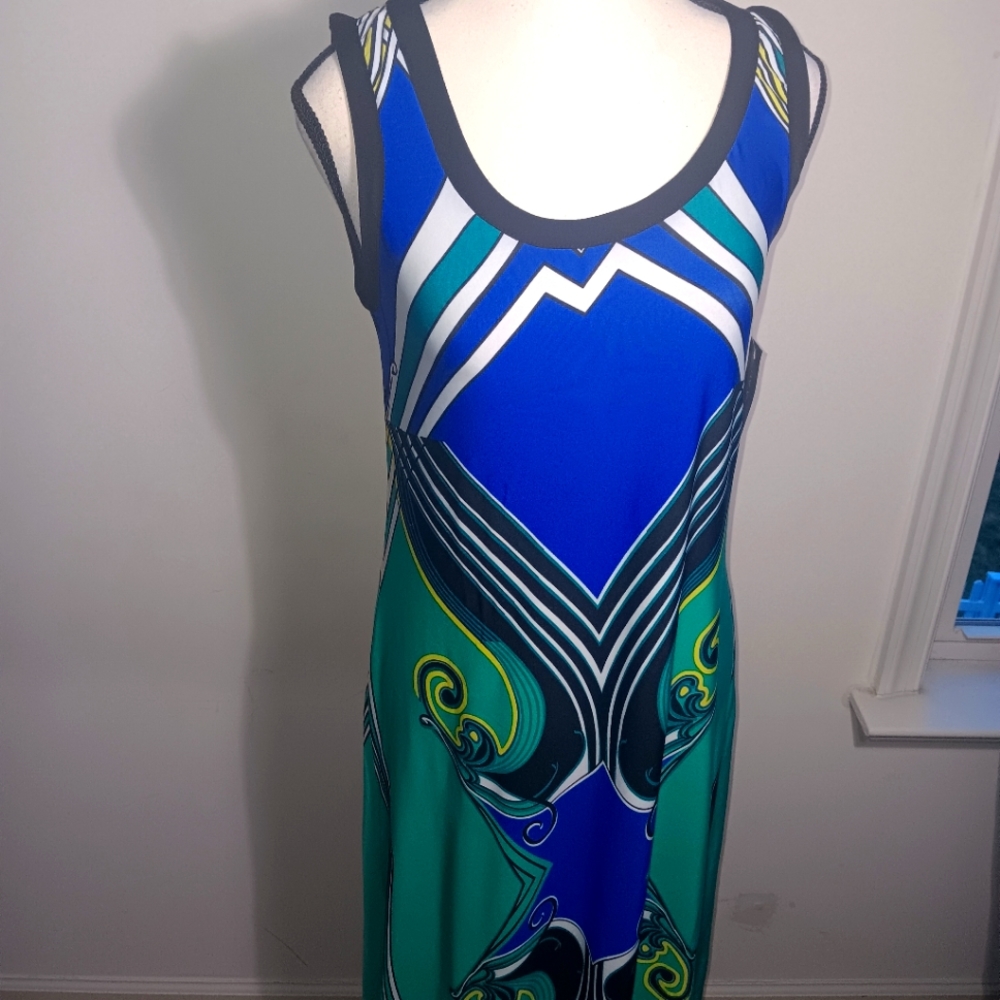 NY Collection Summer Turquoise  Sleeveless Stretch Maxi